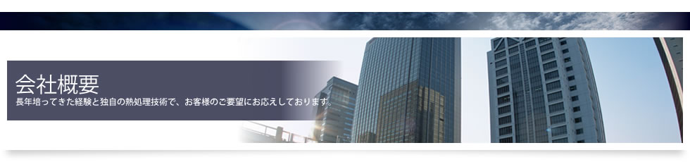 会社概要　長年培ってきた経験と独自の熱処理技術で、お客様のご要望にお応えしております。